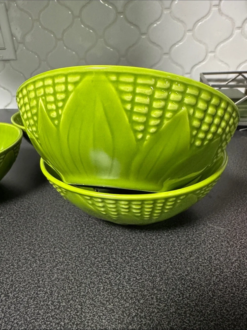 Set of 4 vintage Green Stangl Maize Ware Bowls